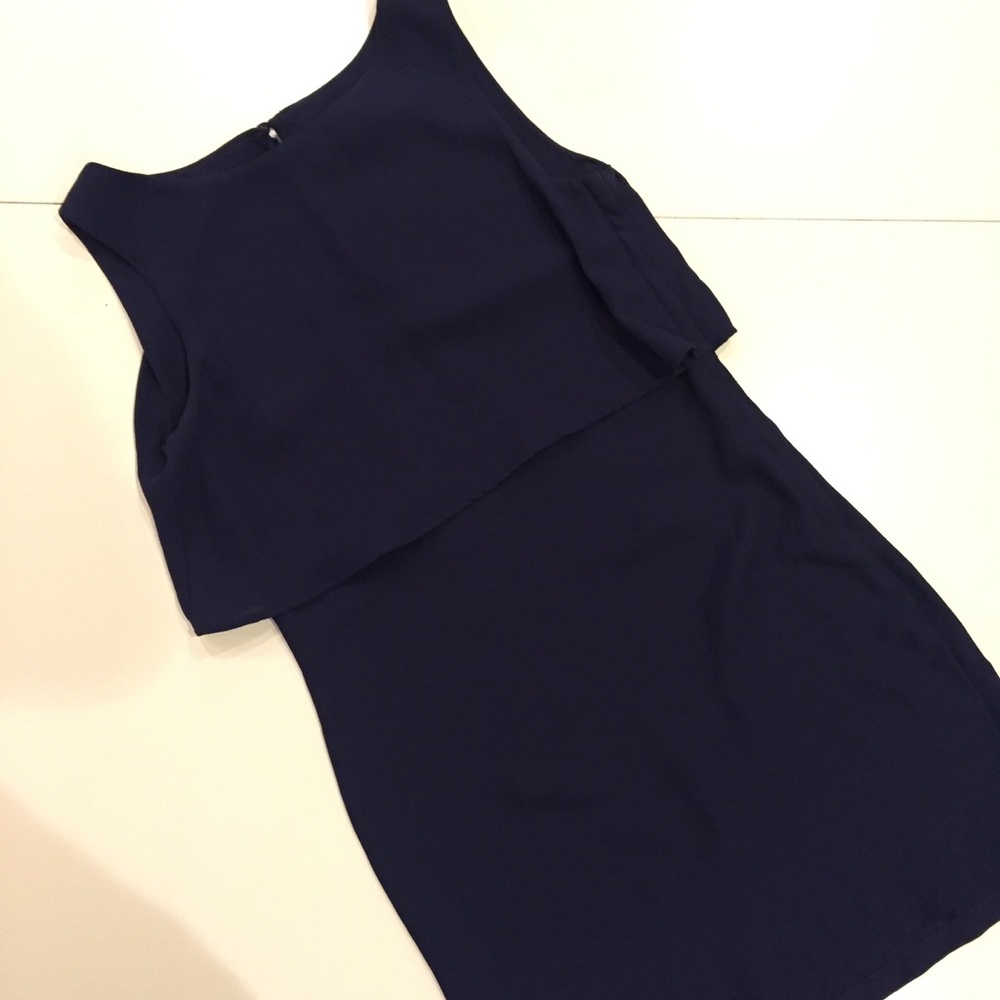 Navy peplum shift dress